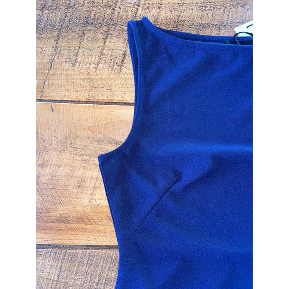 NWT Womens Cider Navy Blue Sleeveless Mini Dress‎ Flower Detail Slit Size Small - Picture 3 of 7